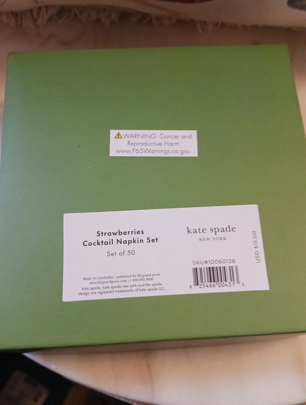 NWT Kate Spade Set Of 50 Strawberry Cocktail Napkins